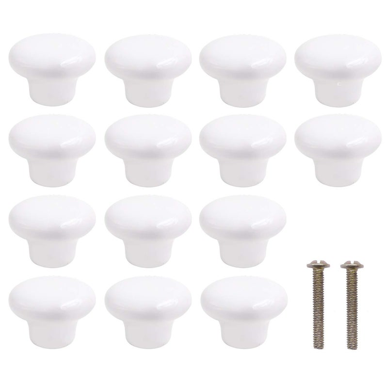 KINJOEK 10 Packs White Ceramic Cabinet Knobs, Vintage Porcelain Cabinet Knobs and Pulls with 0.98 Inch Screws for Kitchen Cabinets Bathroom Dresser Furniture - Image 1